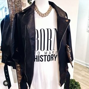 Oversized Moto Faux Leather Jacket